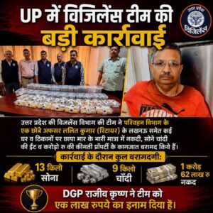 UP में विजिलेंस टीम की कार्रवाई परिवहन विभाग के रिटायर अफसर के लखनऊ समेत  ठिकानों पर छापा